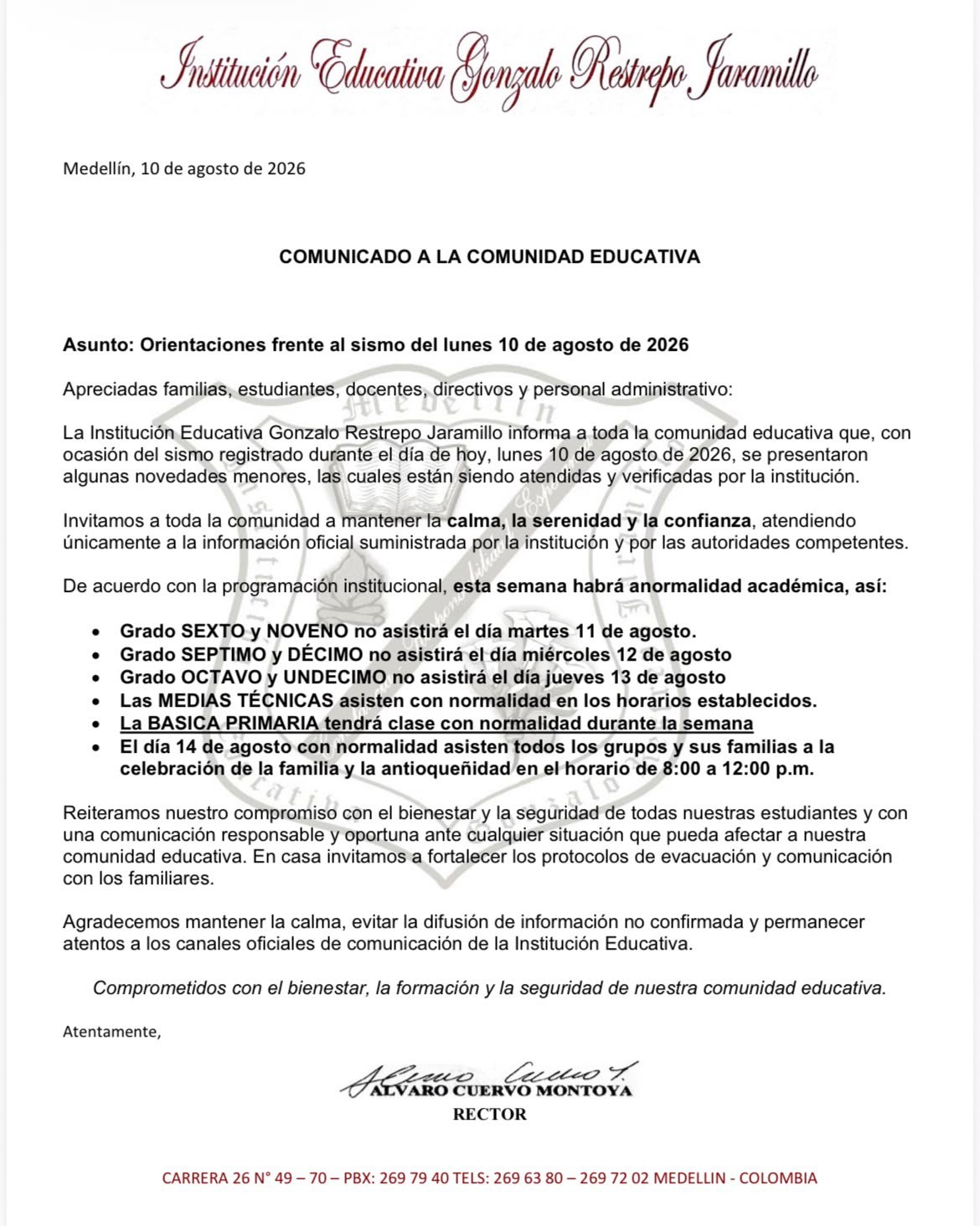 Circular INFORMATIVA 10 de agosto 2026